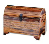 Baule in legno anticato massiccio, fatto a mano, 60 x 30 x 45 cm, multicolore, pieghevole, con coperchio, per soggiorno, camera da letto, corridoio, stile vintage antico, organizer portaoggetti