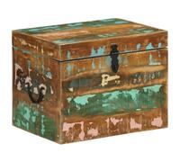 Baule in legno massiccio anticato, fatto a mano, con vano portaoggetti e coperchio a ribalta, mobile vintage multicolore per soggiorno, camera da letto, corridoio, cameretta dei bambini, decorazione