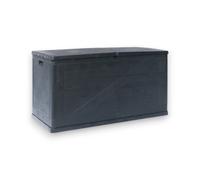 Baule in resina antracite effetto legno da esterno 120x56xh63 cm 420 lt chiudibile con lucchetto Multibox Wood