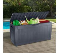Baule in Resina Effetto Legno Colore Grigio Dimensione cm 117,5x45x57,3