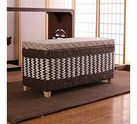 Baule in vimini intrecciato rustico, panca ottomana in rattan per soggiorno e camera da letto, poggiapiedi e poggiapiedi in alghe marine, elegante soluzione per riporre le scarpe all'estremità del