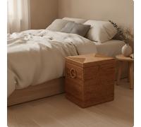 Baule Intrecciato con Coperchio Marrone Scatola Quadrata Intrecciata Multiuso