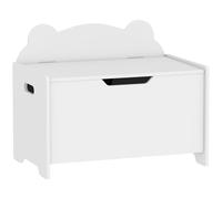 Baule Portagiochi a Forma di Orso e Capacità 20 kg 60x38x48 cm in Legno Bianco