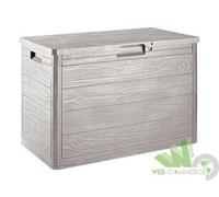 BAULE RESINA EFFETTO LEGNO GRIGIO 77x44xH53 CM RESISTENTE DA ESTERNO MULTIUSO
