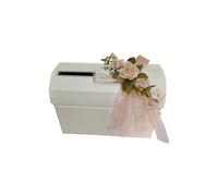 Baule scatola porta buste matrimonio nozze bomboniere seta avorio nastro e fiore
