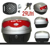 Bauletto Baule Moto Scooter 29 Litri Valigia Piastra Universale Argento