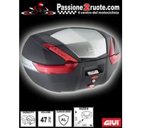 GIVI VALIGIA V47 NERO CON FINITURA ALLUMINIO, CHIAVE SINGOLA