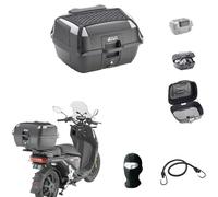 BAULETTO MONOLOCK+PIASTR RETE+SCHIENALE GIVI PER 2 CASCHI INTEGRALI O JET 45LT INSERTI GRIGI PER MOTO-SCOOTER CON PORTAPACCHI COMPATIBILE CON KYMCO DOWNTOWN 350 GT