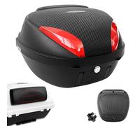 Bauletto moto 42L,Bauletto Universale Scooter,Topcase per moto Scooter,Baule da Moto Top case Valigia Rigida con piastra,schienale - Nero(Rosso)