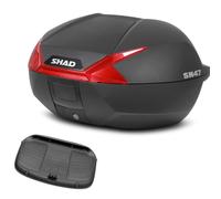 BAULETTO MOTO 47 LITRI SHAD 2 CASCHI INTEGRALI CATARIFRANGENTE ROSSO + PIASTRA
