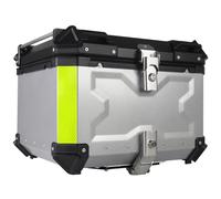 Bauletto Moto Alluminio Top Case, 45L 55L 65L 80L 100L Baule da Moto Viaggiare Scatola di Coda Impermeabile Valigia Top Case con Schienale(Argento,45L)