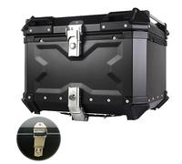 Bauletto Moto Impermeabile Con Cuscino Schienale, Baule Posteriore Da Moto Alluminio 45L 55L 65L 80L 100L Universale Valigia Moto Topcase Box Con Chiusura Di Sicurezza Per Bagagli Casco (Color : Blac