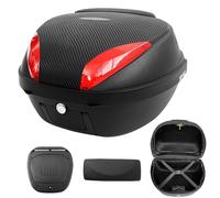 Bauletto moto Nero,Baul per Moto Top Case box bagagli per moto Top case 42L per 1 casco,bauletto scooter Universal,Valigia Moto con serratura di sicurezza(Rosso)