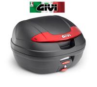 Bauletto nero goffrato catadiottri rossi con kit piastra universale E340N GIVI