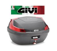 Bauletto nero goffrato catadiottri rossi con piastra kit universale B47NML GIVI