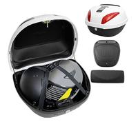 Bauletto per moto,Baule Moto Scooter 42L,Bauletto per Scooter Valigia Top Case motocicletta bianca,Bauletto posteriore per 1 casco,con schienale e piastra di montaggio(Rosso)