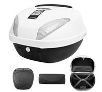 Bauletto per moto,Bauletto Baule Moto Scooter 42L,Bauletto posteriore per scooter,Valigia Top case Universale,Top case rigido impermeabile per moto con schienale,piastra - Bianco(Bianca)