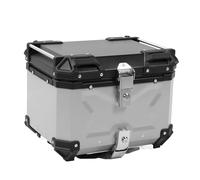 Bauletto per Moto da 45 Litri, Bauletto Universale per Moto, Bauletto per Tour in Lega di Alluminio con Fodera in Pelle Staccabile, Bauletto per Moto per Bagagli del Casco (SILVER)