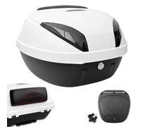 Bauletto per Scooter,Top Case Moto Bauletto moto universale,Top Box posteriore Portaoggetti per Motocicletta,Valigia rigida 42L con piastra e schienale,bianco(Nero)