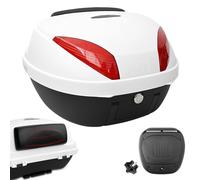 Bauletto per Scooter,Top Case Moto Bauletto moto universale,Top Box posteriore Portaoggetti per Motocicletta,Valigia rigida 42L con piastra e schienale,bianco(Rosso)