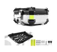 Bauletto posteriore per moto, 28L 36L 45L 55L 65L 80L 100L Baule per moto impermeabile in alluminio universale con serratura di sicurezza per riporre casco e bagagli - Include schienale silver 28L