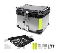 Bauletto posteriore per moto, 28L 36L 45L 55L 65L 80L 100L Baule per moto impermeabile in alluminio universale con serratura di sicurezza per riporre casco e bagagli - Include schienale silver 36L