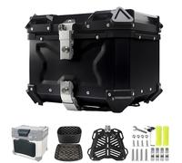 Bauletto Scooter e Moto Alluminio, Impermeabile Box Bagagli con Blocco di Sicurezza, Piastra di Base Rapido Smontaggio e Schienale (X-Black, 55L)