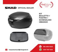 BAULETTO SHAD SH39 NERO CARBON + SCHIENALINO + PIASTRA UNIVERSALE 39 LT 2 CASCHI