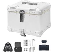 Bauletto superiore per moto, impermeabile, in alluminio, con schienale, universale, per scooter e casco, include piastra di base, serratura a doppia chiave