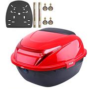 Bauletto universale for moto, 11x15x16 pollici, in ABS, impermeabile, con serratura, con piastra di montaggio for riporre il casco, adatto for ciclomotore, 1 pezzo(Red)
