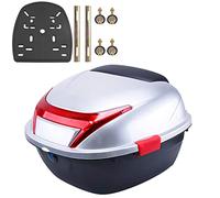 Bauletto universale for moto, 11x15x16 pollici, in ABS, impermeabile, con serratura, con piastra di montaggio for riporre il casco, adatto for ciclomotore, 1 pezzo(Silvery white)