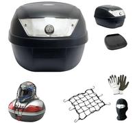 BAULETTO VALIGIA BAULE 28 LT NERO+PIASTR RETE PER PORTAPACCHI MOTO-SCOOTER PER CASCO INTEGRALE-JET-MODULARE UNIVERSALE SIFAM COMPATIBILE CON A-PRILIA PEGASO 650 TUSCANY TIBET