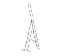 BAULICH - Scala multifunzionale in alluminio 3 in 1-13 gradini - Tre segmenti professionali - Ad appoggio, estensibile, autoportante - Per lavori domestici - Con stabilizzatore - Argento
