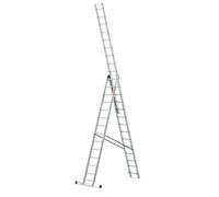 BAULICH - Scala multifunzionale in alluminio 3 in 1-14 gradini - Tre segmenti professionali - Ad appoggio, estensibile, autoportante - Per lavori domestici - Con stabilizzatore - Argento