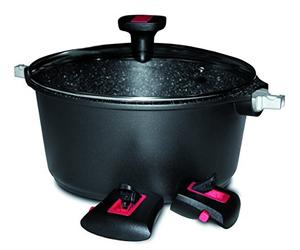 Baumalu 383605 pentola con Coperchio Granito PRO, Alluminio forgiato, Nero, 24 cm