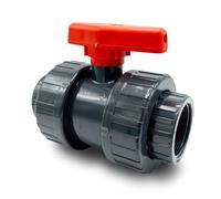 Baumaxxe Valvola a sfera PVC-U 2 pollici filettatura interna G2 BSPP I Rubinetto di intercettazione 2 vie PN10 con doppio bocchettone smontabile I Per impianti piscina irrigazione I bm040