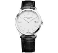 Baume & Mercier Classima MOA10323 Men's Watch - 40mm Stainless Steel Case, White Dial, Black Leather Strap