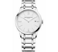 Baume & Mercier Classima MOA10354 Men's Quartz Watch - 40mm Stainless Steel Case, White Dial, Roman Numerals, Date Display, Stainless Steel Bracelet