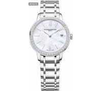 Baume & Mercier Classima MOA10478 Women's Quartz Watch - 31mm Stainless Steel Case, Mother-of-Pearl Dial with Diamond Bezel, Date Display, Stainless Steel Bracele