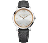 Baume & Mercier Classima MOA10703 Men's Quartz Watch - 39mm Stainless Steel Case, Silver Sun Satin Dial, Gold-Plated Accents, Dual Straps