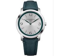 Baume & Mercier Classima MOA10705 Men's Quartz Watch - 42mm Stainless Steel Case, Silver Sun Satin Dial with Green Flange, Interchangeable Straps