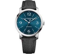 Baume & Mercier Classima MOA10708 Men's Automatic Watch - 42mm Stainless Steel Case, Peacock Blue Sun Satin Dial, Chevron Pattern, Dual Straps