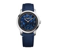 Baume & Mercier Classima MOA10735 Men's Manual-Winding Watch - 42mm Stainless Steel Case, Blue Skeleton Dial, Blue Canvas Strap