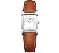 Baume & Mercier Hampton MOA10670 Men's Quartz Watch - 43x27.5mm Stainless Steel Case, Opaline White Dial, Brown Calfskin Strap