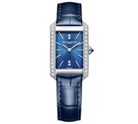 Baume & Mercier Hampton MOA10709 Women's Quartz Watch - 35mm Stainless Steel Case, Blue Dial, Diamond-Set Bezel, Blue Alligator Strap