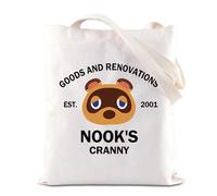 BAUNA ACNH Merchandise Inspired Tote Bag Animal Villagers Gift Racoons Character Borsa a tracolla Videogiochi Amanti Regalo per i giocatori, Borsa Nook, 32*37CM