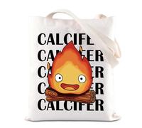 BAUNA Borsa in tela ispirata al film Calcifer Movie Merchandise per amanti dei demoni del fuoco, regalo con fiamme, personaggio anime giapponese, regalo per i fan, Borsa Calcifer, 35*40cm