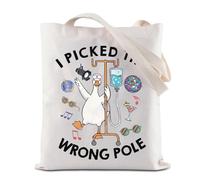 BAUNA Borsa tote con scritta "I Picked The Wrong Pole", riutilizzabile, per la spesa, per infermieri, medici, personale, regalo di apprezzamento, Borsa a tracolla