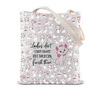 BAUNA Borsa tote da donna con gatto Marie Don't Start Fight riutilizzabile borsa per la spesa Marie borsa a tracolla da donna Aristogatti, Borsa da donna, 35*40cm