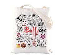 BAUNA BTVS Merchandise Inspired Tote Bag Buffy the Vampire Slayer Borsa a tracolla anni '90 TV Show Regalo Buffy Vampiro Personaggio Regalo per i fan, Buffy Tote, 32*37CM